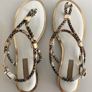White Michael Kors Hartley Genuine Snake Sandals
